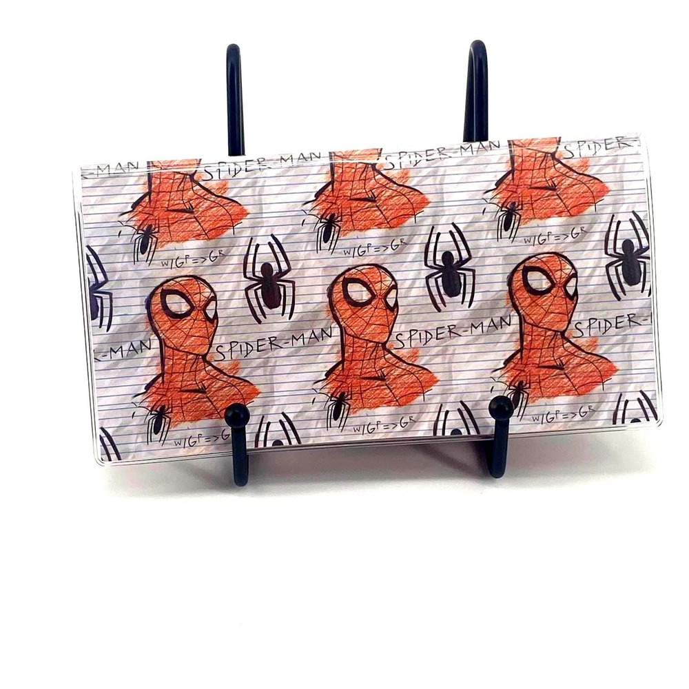New Checkbook Cover Wallet Vinyl Check Register Protector Spiderman Sketch Color